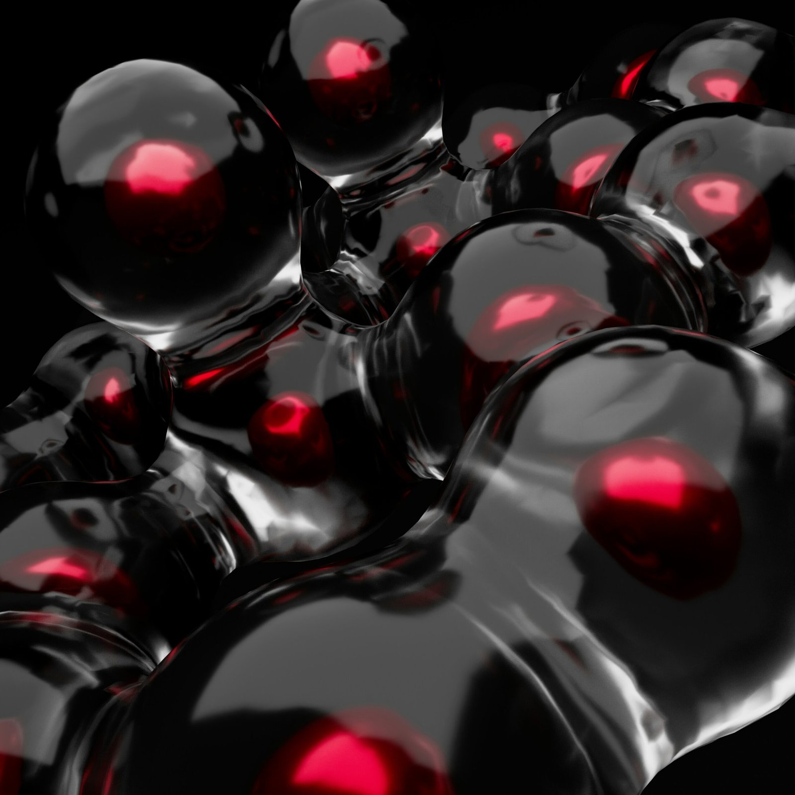 A bunch of red balls sitting on top of each other